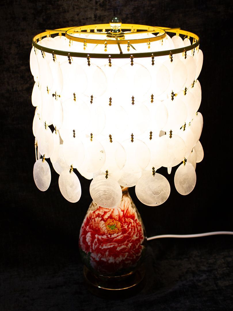 牡丹貝殼水晶桌燈