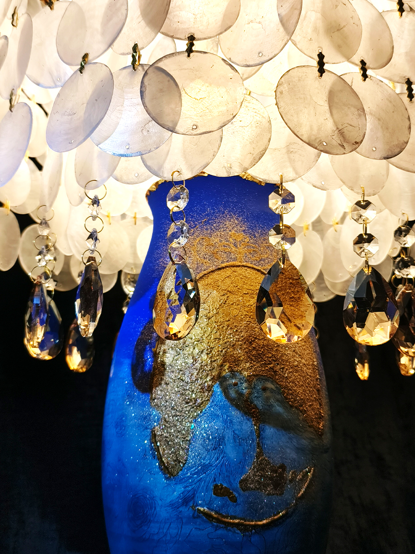 克萊茵藍天空貝殼水晶桌燈