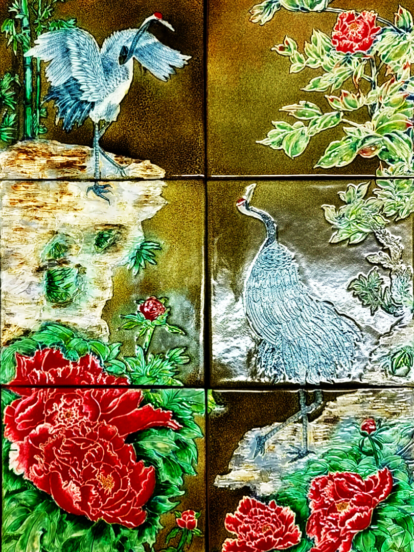 祥鶴的告白瓷板畫(六片一幅附框)